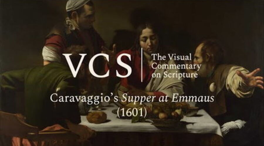 The VCS logo followed by "Caravaggio's Supper at Emmaus (1601)" overlaying an image of the artwork.